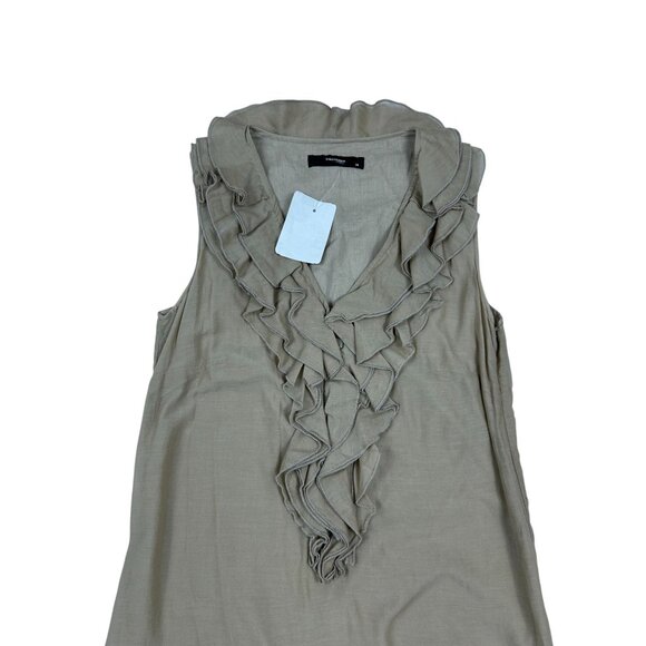 NWT Hallhuber Beige Sleeveless Ruffled Collar Silk Blend Dress Size 34 - Picture 2 of 12